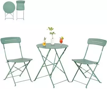 LuxusKollektion Bistroset 3-teilig, klappbar, wetterfest, gr&uuml;n