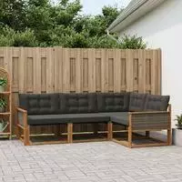 vidaXL Outdoor-Sofagarnitur 4 stk. Nat&uuml;rlich und Schwarz