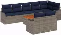 vidaXL Gartensofa-set 9 stk. Grau Poly-Rattan