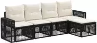 vidaXL Gartensofa-set 5 stk. Schwarz und Cremewei&szlig; Poly-Rattan