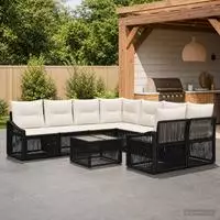 vidaXL Gartensofa-set 9 stk. Schwarz Poly-Rattan