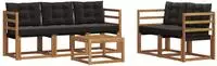 vidaXL Outdoor-Sofagarnitur 6 stk. Natur und Schwarz