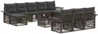 vidaXL Gartensofa-set 11 stk. Grau Poly-Rattan