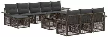 vidaXL Gartenlounge-Set 11-tlg. grau Poly-Rattan (3434966)