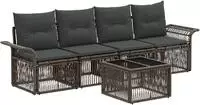 vidaXL Gartensofa-set 5 stk. Grau Poly-Rattan