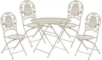 Beliani Bivio Bistro-Set 4-Sitzer, klappbar, cremeweiß