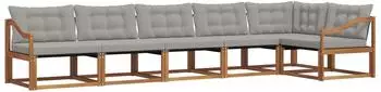vidaXL Outdoor-Sofagarnitur mit Kissen, 6-tlg., natur und hellgrau (3369514)