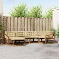 vidaXL Outdoor-Sofagarnitur 6 stk. Natur und Beige Massivholz Akazie