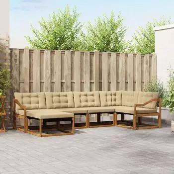 vidaXL Garten-Sofaset 6-teilig, Akazienholz, beige
