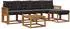 vidaXL Outdoor-Sofagarnitur mit Kissen 6-tlg., natur und schwarz (3368591)