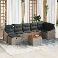 vidaXL Gartensofa-set 8 stk. Grau Poly-Rattan