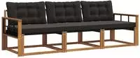 vidaXL Outdoor-Sofagarnitur 3 stk. Natur und Schwarz