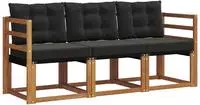 vidaXL Outdoor-Sofagarnitur 3 stk. Natur und Schwarz