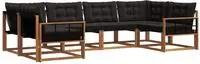 vidaXL Outdoor-Sofagarnitur 6 stk. Natur und Schwarz