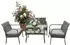 Relaxdays Gartenlounge-Set Polyrattan 4-teilig, grau-creme