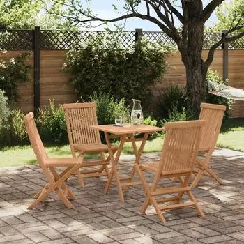 vidaXL Faltbare Garten-Essgruppe 5-teilig, Teak massiv (3437394)