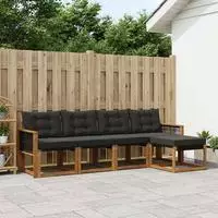vidaXL Outdoor-Sofagarnitur 5 stk. Natur und Schwarz