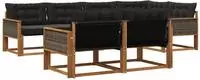 vidaXL Outdoor-Sofagarnitur 7 stk. Natur und Schwarz