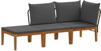 vidaXL Gartenlounge-Set 3-tlg. Akazienholz & Seil, natur