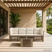 vidaXL Gartensofa-set 5 stk. Beige Poly-Rattan