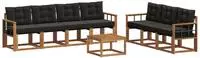 vidaXL Outdoor-Sofagarnitur 8 stk. Natur und Schwarz