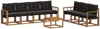 vidaXL Outdoor-Sofagarnitur 8-tlg., natur und schwarz (3368479)