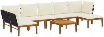 vidaXL Gartenlounge-Set 8-tlg. Akazienholz & Seil, natur