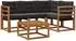 vidaXL Outdoor-Sofagarnitur mit Kissen 5-tlg., natur und schwarz (3368631)