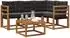 vidaXL Outdoor-Sofagarnitur mit Kissen 5-tlg., natur und schwarz (3368631)