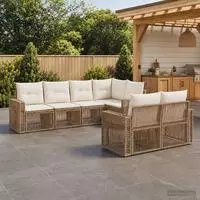 vidaXL Gartensofa-set 7 stk. 7-Sitzanzahl Beige und Cremewei&szlig;