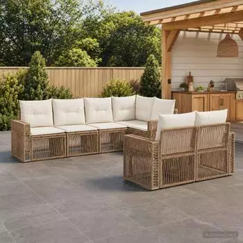 vidaXL Gartenlounge-Set 7-teilig, beige und cremewei&szlig; (3435183)
