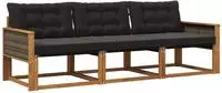 vidaXL Outdoor-Sofagarnitur 3 stk. Natur und Schwarz