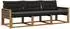 vidaXL Outdoor-Sofagarnitur mit Kissen, 3-tlg., natur und schwarz (3381212)