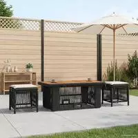vidaXL Garten Essgruppe 4 stk. Schwarz und Creme Poly-Rattan