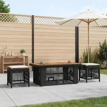 vidaXL Garten-Essgruppe mit Kissen, Polyrattan