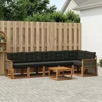 vidaXL Outdoor-Sofagarnitur 7 stk. Natur und Schwarz