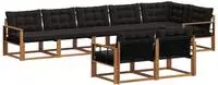vidaXL Outdoor-Sofagarnitur 8 stk. Natur und Schwarz