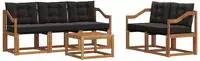 vidaXL Outdoor-Sofagarnitur 6 stk. Natur und Schwarz