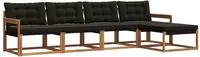 vidaXL Outdoor-Sofagarnitur 5 stk. Natur und Schwarz