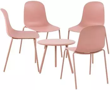 CLP Mindin Gartensitzgruppe Kunststoff, 5-teilig, pink