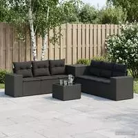 vidaXL Sofa Set 8 stk. Schwarz 55 x 55 x 37 cm Polyrattan und Stahl