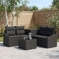 vidaXL Sofa Set 6 stk. Schwarz 55 x 55 x 37 cm Polyrattan und Stahl