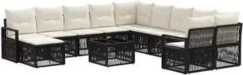 vidaXL Gartenlounge-Set 12-tlg. Poly-Rattan schwarz (3435913)