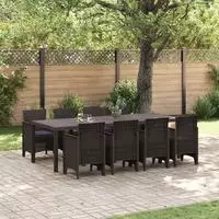vidaXL Garten Essgruppe 9 stk. Braun Polypropylen