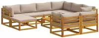 vidaXL Sofa-Set 10 stk. Natur Massivholz Akazie
