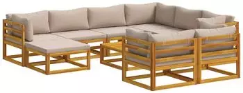 vidaXL Lounge-Set 10-tlg. natur Akazien-Massivholz