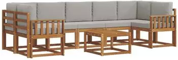vidaXL Outdoor-Sofagarnitur 8-tlg. natur und hellgrau (3366144)