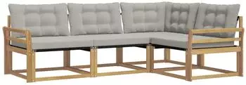 vidaXL Gartenlounge-Set 4-tlg., wei&szlig; und hellgrau (3388637)