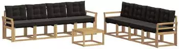 vidaXL Outdoor-Sofagarnitur mit Kissen, 9-tlg., wei&szlig; und schwarz (3389334)