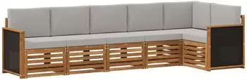 vidaXL Gartenlounge-Set 5-tlg. natur und hellgrau